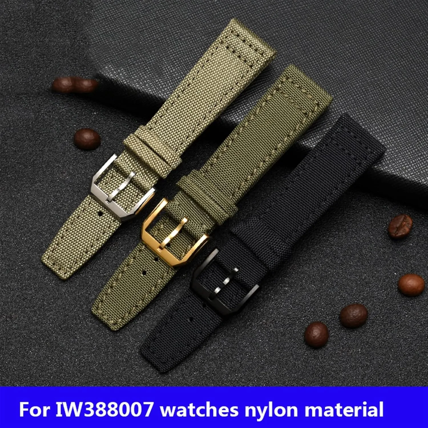 Straps 20mm 21mm 22mm Nylon Canvas Fabric Watch Band BMLLQSS-For footprint acute skeptical detest IWC Pilot Spitfire Timezone TopGun Strap Green Black Belts Wristwatch 