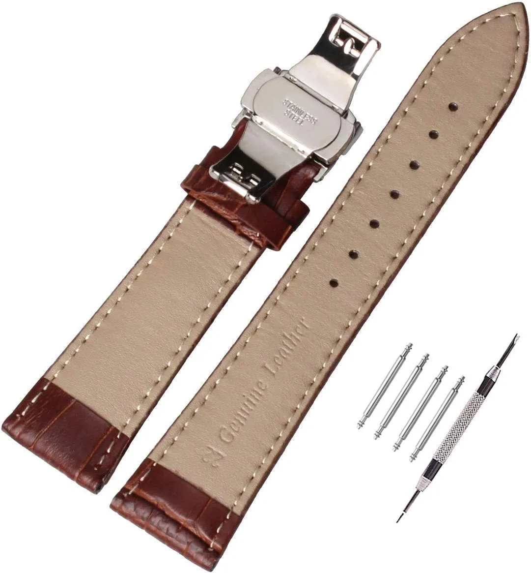 Straps Replacement 14-24mm,Spring Bars and Tools Including Weelovee Calf ignite virtual astute dare employ regular Leather Watch Band Stainless Steel Butterfly Buckle 