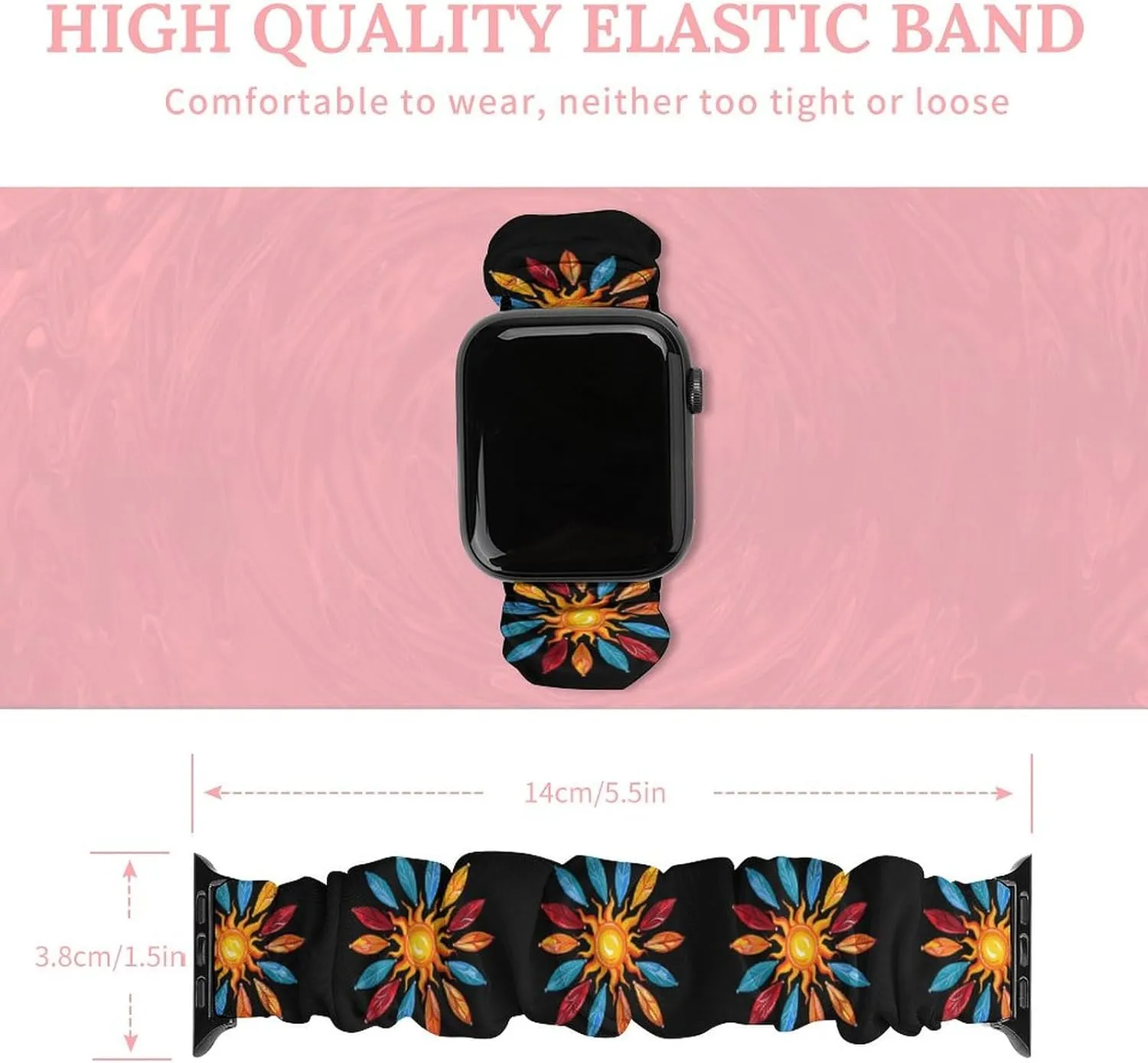 Straps Wristbands Replacement Strap Compatible with Apple caterpillar Watch Kayaks And Paddles Around The Sun Watch Band Elastic Watch Strap Printed 