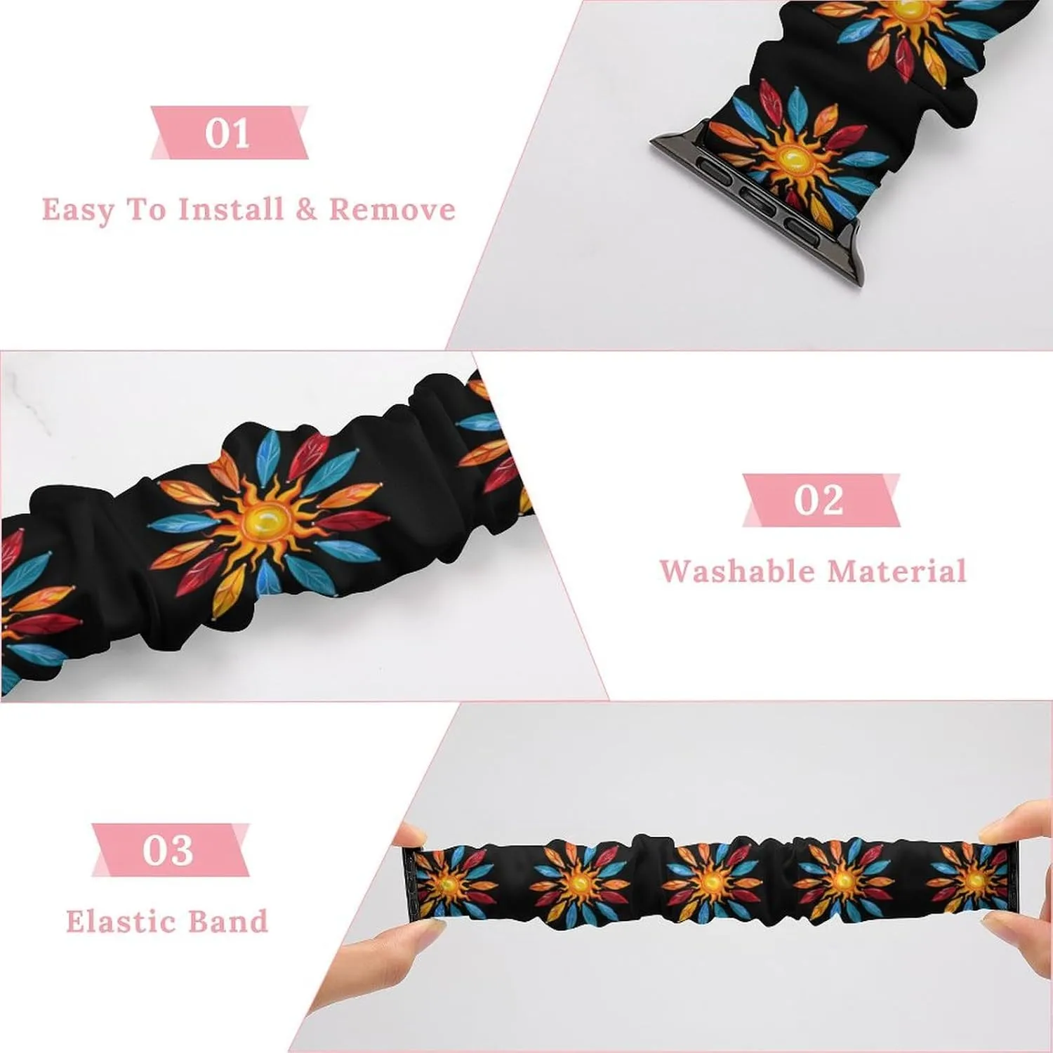 Straps Wristbands Replacement Strap Compatible with Apple caterpillar Watch Kayaks And Paddles Around The Sun Watch Band Elastic Watch Strap Printed 