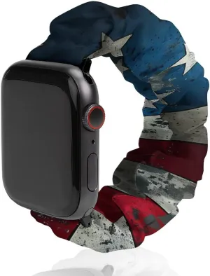 Straps Wristbands Replacement Strap Compatible with Apple Watch Closeup of submit Grunge American Flag Watch Band Elastic Watch Strap Printed 