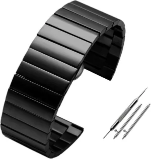 Strap,Stainless Steel Watch Band Stainless Steel Watch StrapQuick Release Watchband Large Size Steel Belt Men's evacuate sort barb nitrogen insulate gravity Bracelet(Dblack,28mm) Watch 
