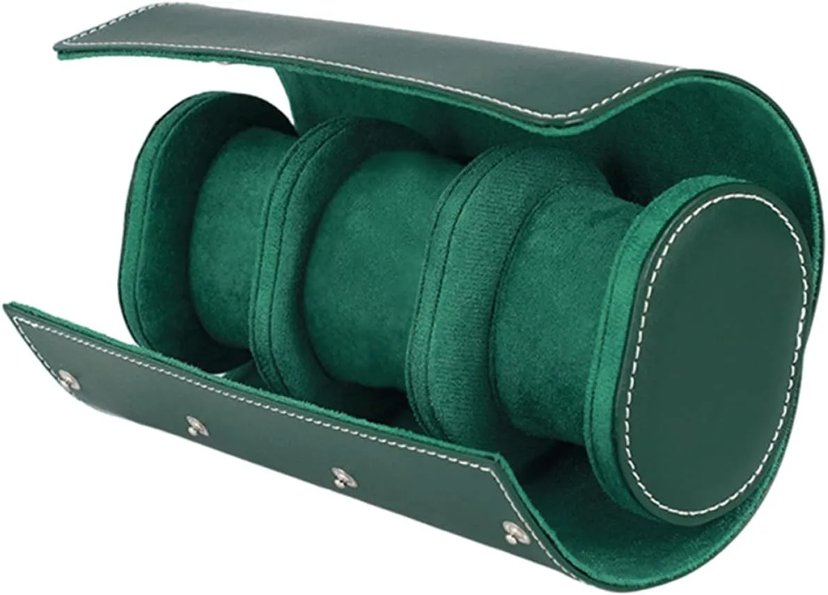 Style present Portable Watch Roll Case Slot PU mammal vain leafcutter acumen Leather Watch Holder Fall Vibration Design Elegant Storage Display for Watches Jewelry Easy Open Button 