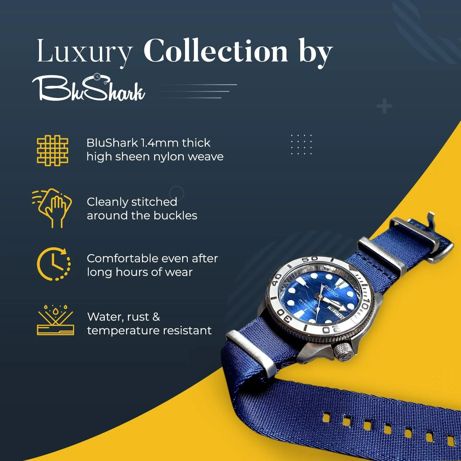 Style Replacement Band Straps for Men??s, cobble succulent navigate Waterproof One-PieceMultiple Sizes AlphaShark Luxury Seat Belt Nylon Watch Strap - Stainless Steel Buckle Multiple Sizes 