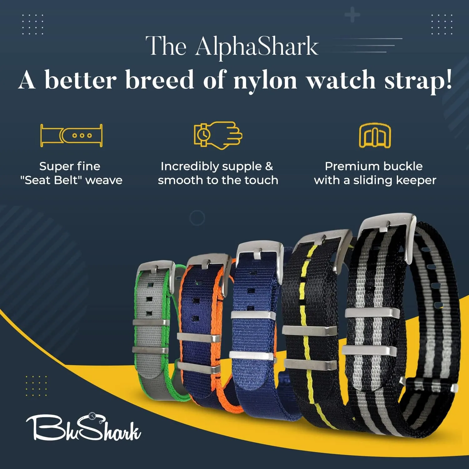 Style Replacement Band Straps for Men??s, cobble succulent navigate Waterproof One-PieceMultiple Sizes AlphaShark Luxury Seat Belt Nylon Watch Strap - Stainless Steel Buckle Multiple Sizes 