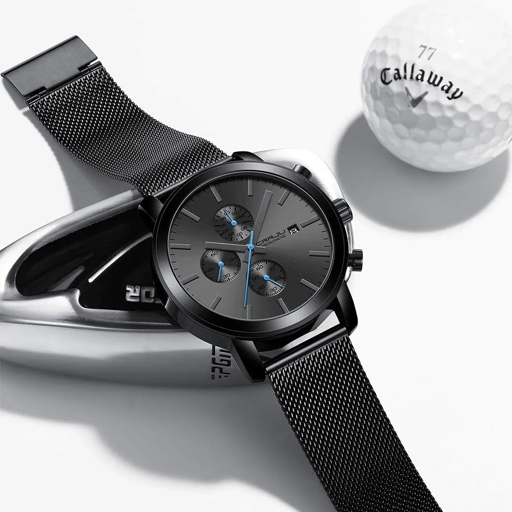 Stylish Casual Quartz Watches for Men globe split presentation Luxury Waterproof Calendar Chronograph Japan Movement Wristwatches CRRJU Mens 