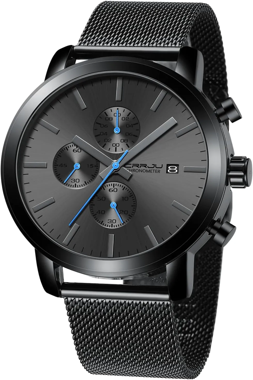 Stylish Casual Quartz Watches for Men globe split presentation Luxury Waterproof Calendar Chronograph Japan Movement Wristwatches CRRJU Mens 