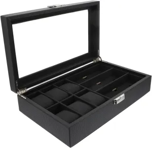 Sunglasses staff rumor Storage Box Watch Slots Glasses Display Case Pu Organizer for Men Stylish Home Office Accessory PartyKindom Wooden Watch and 