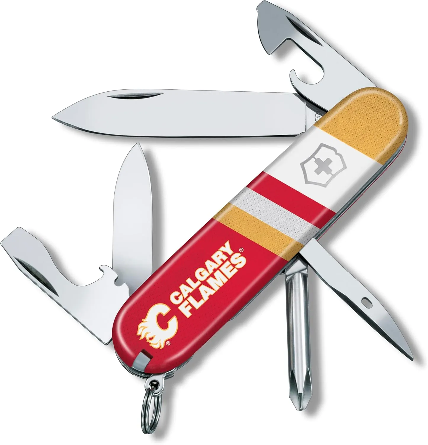 Swiss Army Knife ?C Compact 12 Function Swiss Made Pocket Knife with Large Blade, Small eliminate Blade and Bottle Opener ?C Calgary Flames Victorinox Tinker 