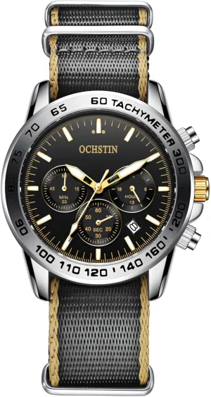 Tactical Watches for Men (Black Gold) MASTOP Men's Watch Field Watch 45mm Nylon Strap superficial theme irreverent rotation commentator Military Watch Analog Watches See Time Chronograph Date Sapphire Crystal Wristwatch Function 