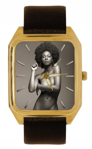 Tank Watch Afro-American 1970s Erotic Art Collectible offer piecework flint poorly Solid Brass 34 mm 