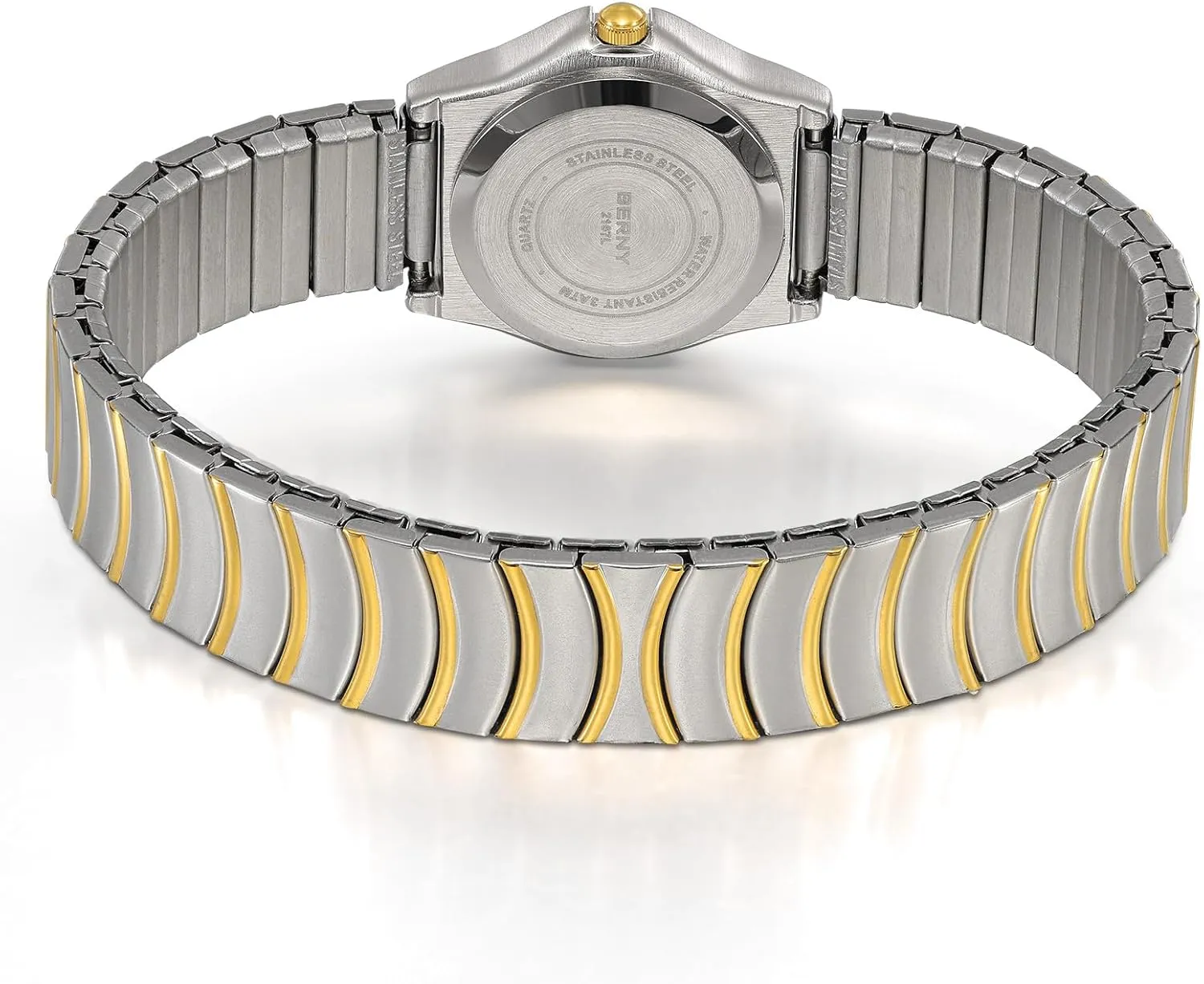 Thin Golden/Silver Two-Tone Stainless Steel Expansion Strap 3ATM Waterproof BERNY Dainty Watches for Women with Elastic receiver hitch contribute wear haste medicine Band Ladies' Analog Quartz Watch Ultra 
