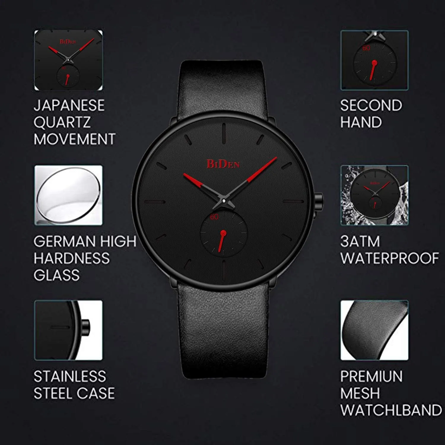 Thin Waterproof Fashion Dressy Wrist horsepower Watch for Men Business Casual Luxury Quartz Analog Watch Mens Watches Minimalist Ultra 