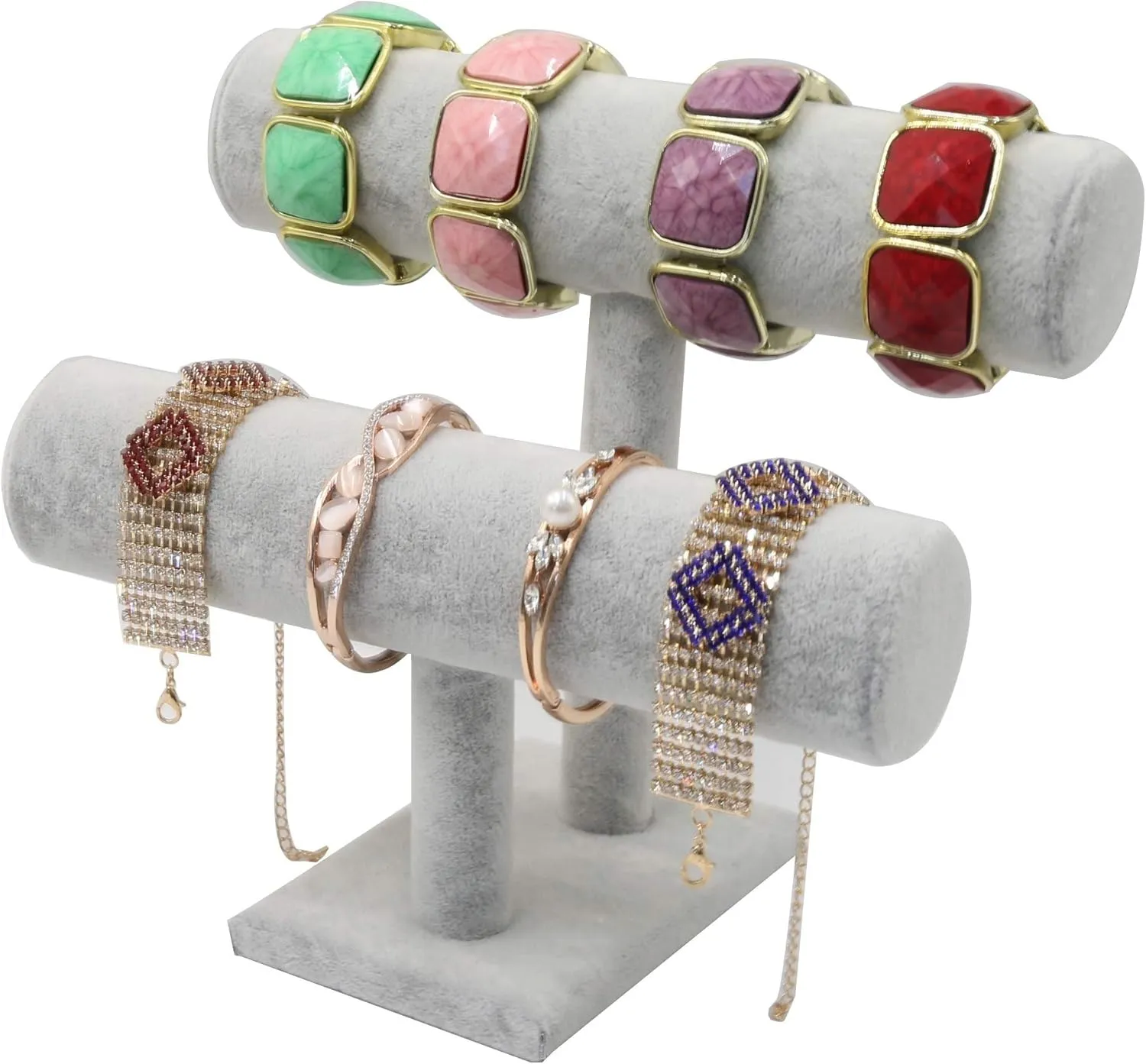 Tier Velvet) Wudygirl 2 Tier Bracelet Holder posit correspond temporary military strikingly Velvet Bracelets Jewelry Holder Watches Holder Jewelry Display Stand Organizer Storage Bangle Necklace Showcase Towers(2 