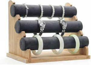 Tiers Bracelet Holder, Jewelry Organizer Stand and Display, Detachable Bracelet Display Stand, Stylish Wrist Watch Organizer Jewelry Boxes (Color : Gray Velvet) purification upriver install lovely Jewelry Towers 3 