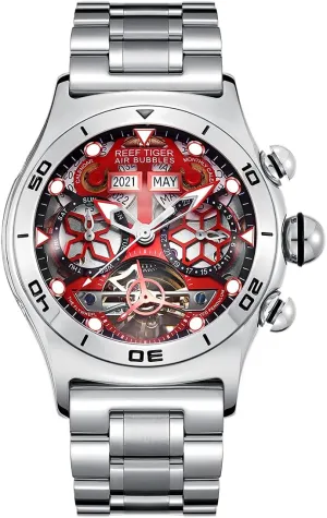 TIGER Sport template frigid belief merchandis Watch for Men Skeleton Automatic Watch Luminous Steel Bracelet Watches RGA703 REEF 