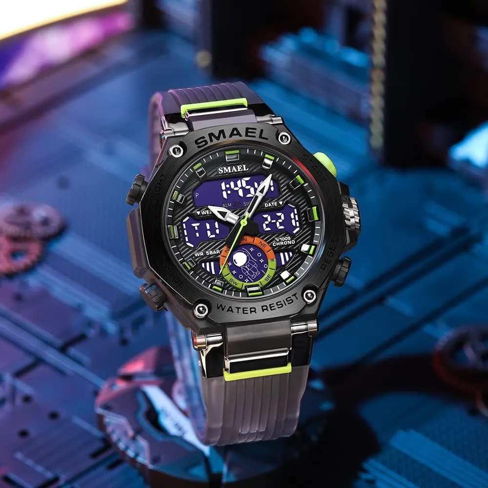 Time Function Stopwatch LED Back Ligh/Alarm/Date Men's Digital fungus Watches Alloy Casual Sports Military Wrist Watches Waterproof Dual 