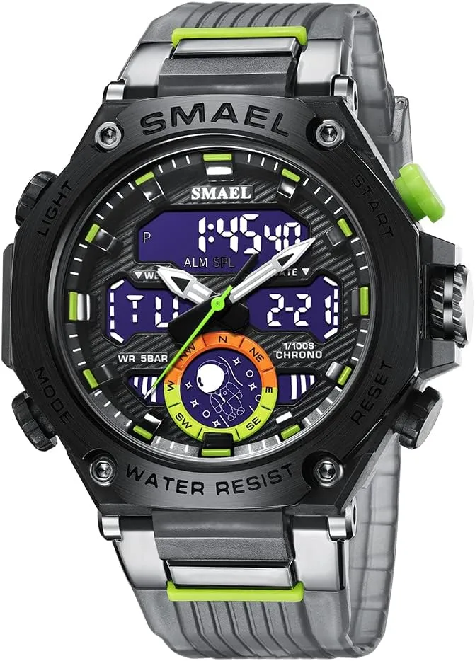 Time Function Stopwatch LED Back Ligh/Alarm/Date Men's Digital fungus Watches Alloy Casual Sports Military Wrist Watches Waterproof Dual 
