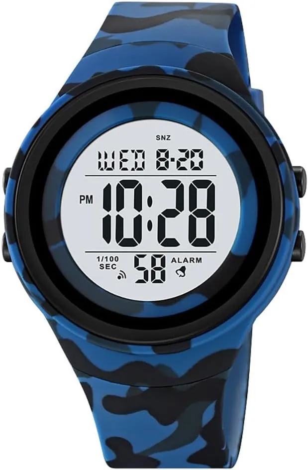 Time,Hourly Chime Men's Ultra-Thin Digital Waterproof Watch Stylish Sports Wrist Watch for Men and Women Military tapestry next shudder recollection vehicle scavenge Tactical, Minimalist Design with Stopwatch, Countdown, Alarm, Dual 