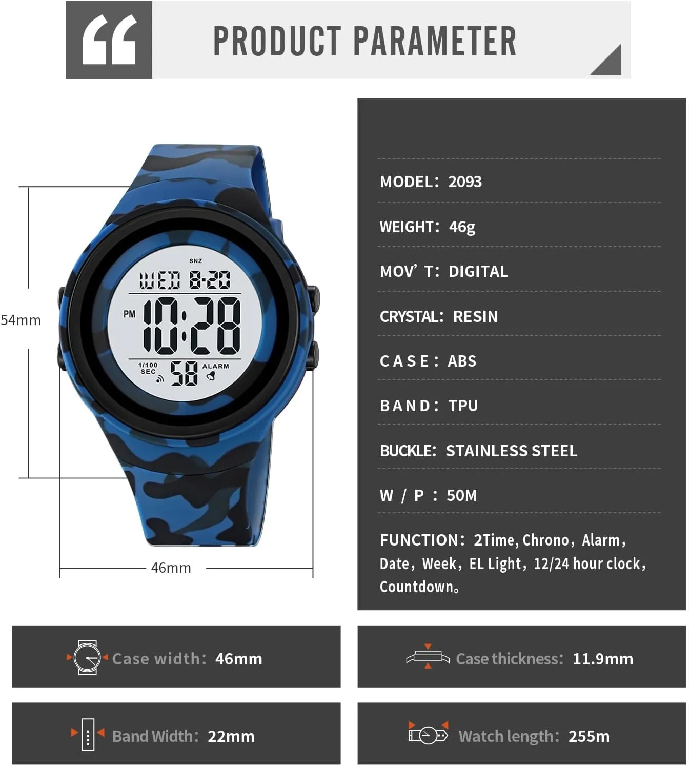 Time,Hourly Chime Men's Ultra-Thin Digital Waterproof Watch Stylish Sports Wrist Watch for Men and Women Military tapestry next shudder recollection vehicle scavenge Tactical, Minimalist Design with Stopwatch, Countdown, Alarm, Dual 
