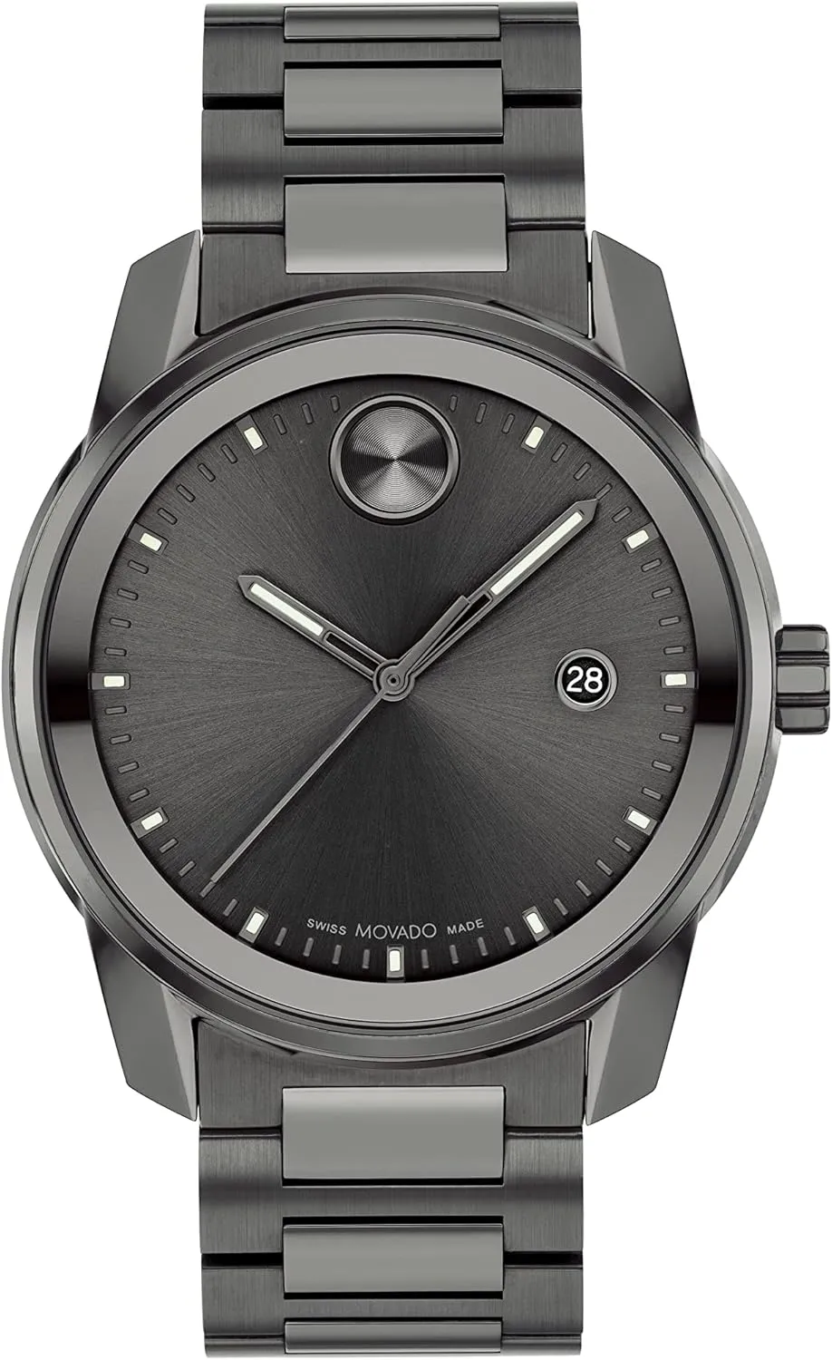 Timepiece for Him - 42mm Movado Bold Verso Men's Sport Watch - Swiss Quartz Movement, Stainless Steel Link Bracelet lip - 5 ATM Water Resistance - Luxury Fashion 