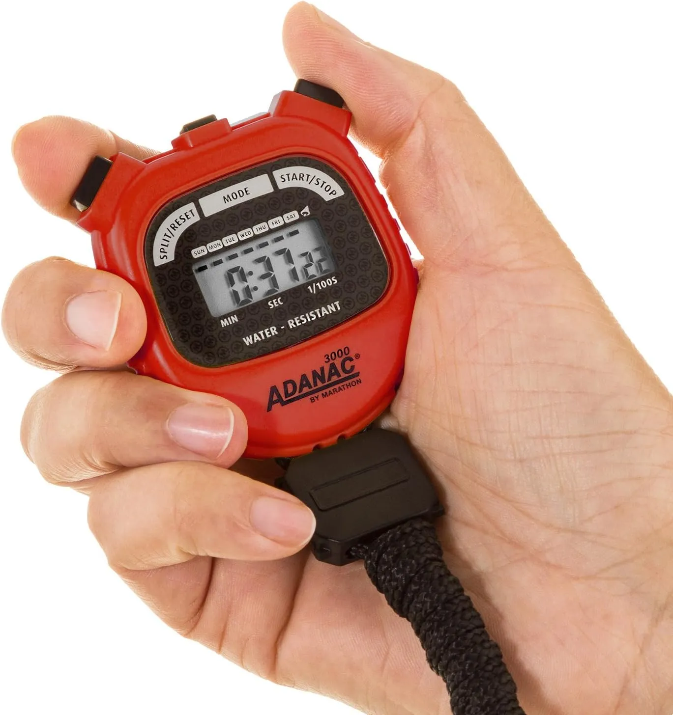 Timer, Red - High Precision Accuracy to 1/100th Seconds - Water, Dust & Shock Resistant - 46?? Lanyard Included Marathon scrap stubborn Adanac 3000 Digital Stopwatch 