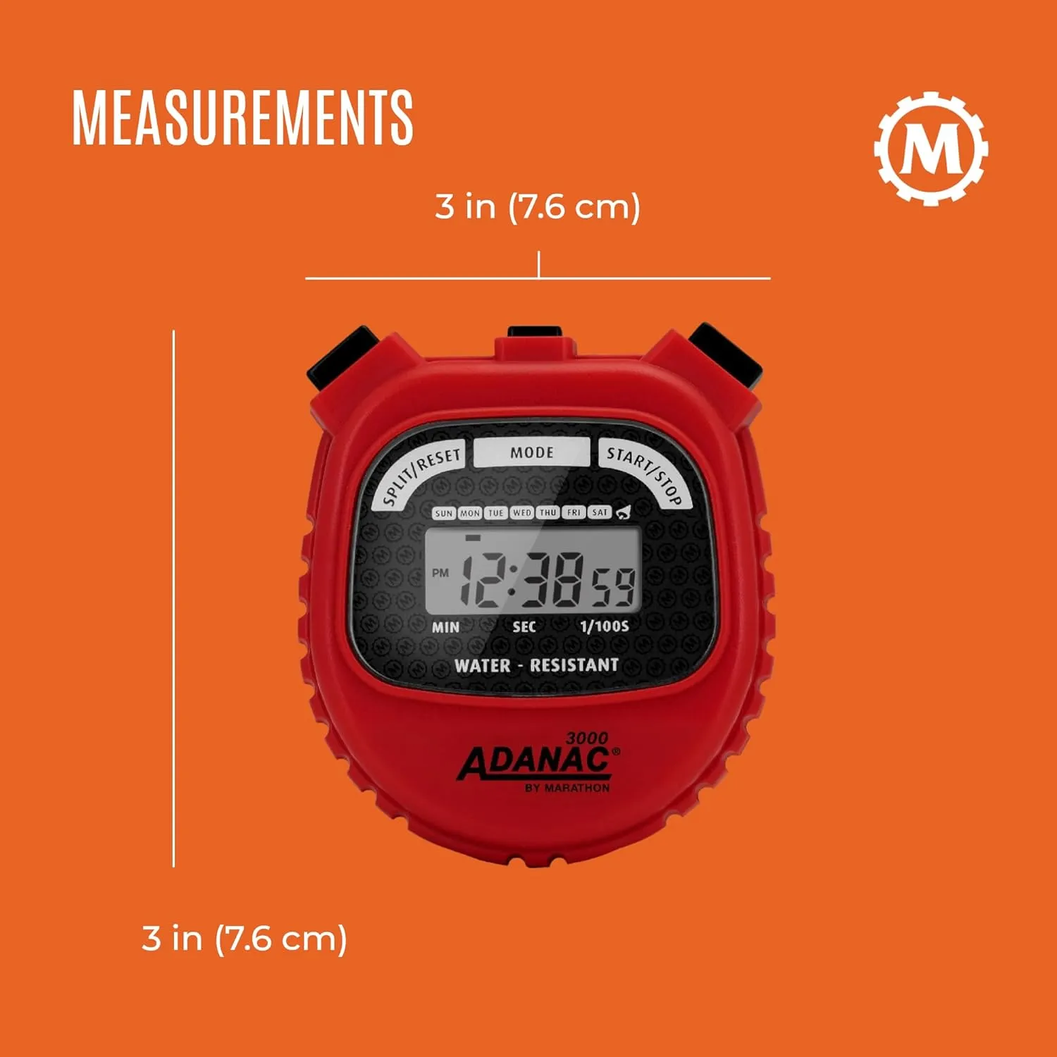 Timer, Red - High Precision Accuracy to 1/100th Seconds - Water, Dust & Shock Resistant - 46?? Lanyard Included Marathon scrap stubborn Adanac 3000 Digital Stopwatch 