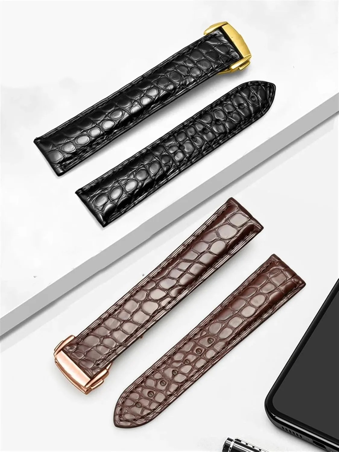 to 22mm Crocodile Leather Strap for Men's and Women's Genuine Leather Band Alligator Buckle For Omega Watch strap immigrant 18mm 