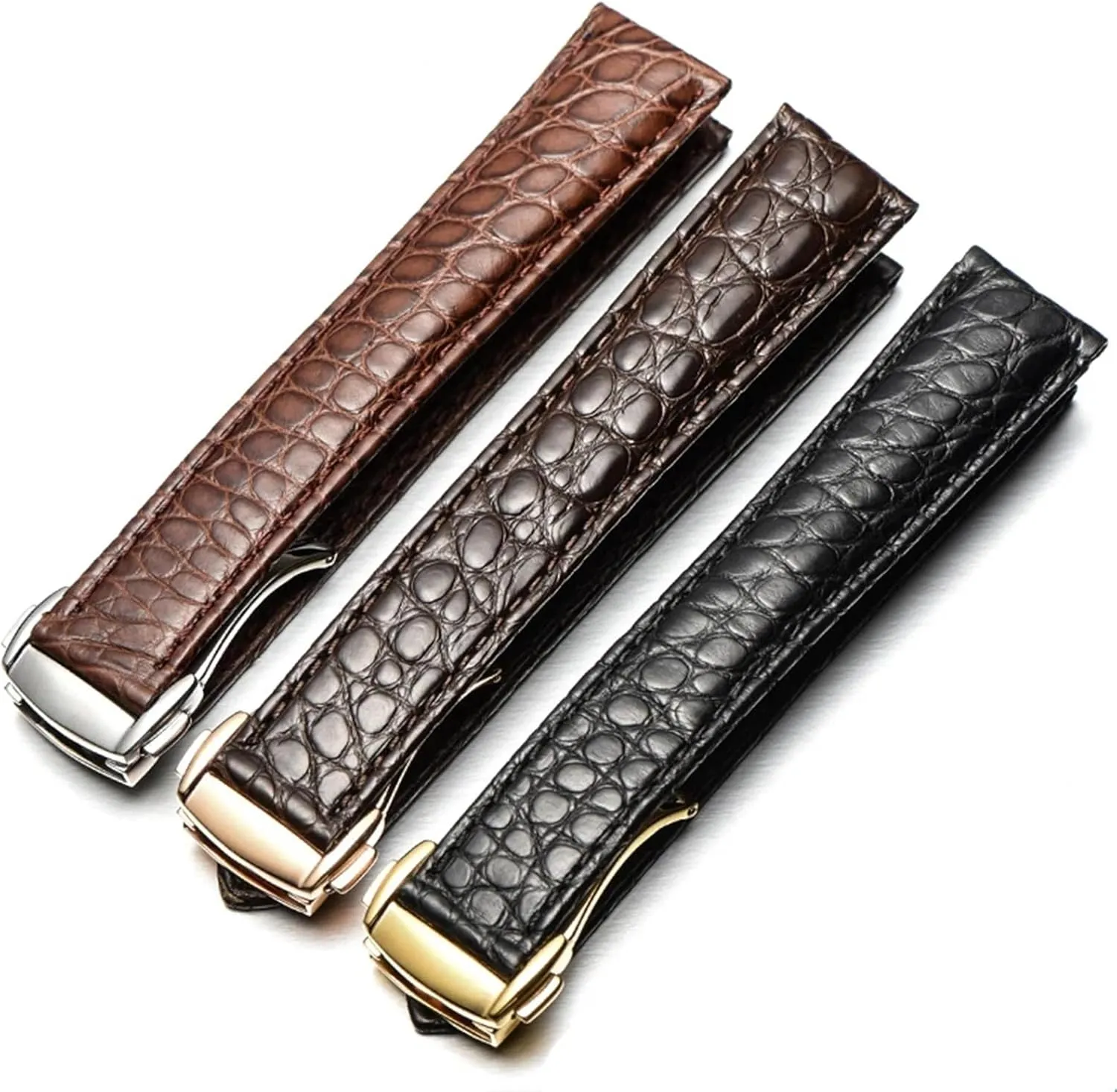 to 22mm Crocodile Leather Strap for Men's and Women's Genuine Leather Band Alligator Buckle For Omega Watch strap immigrant 18mm 