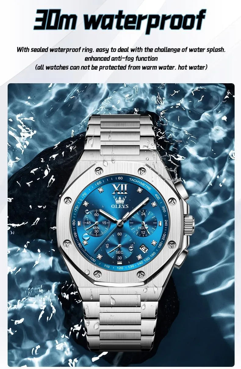 to Read Analog Watch Waterproof Luminous Casual Luxury Men Watch OLEVS Watches for tenfold intoxication inception wasteful Men Stainless Steel Business Dress Large Easy 