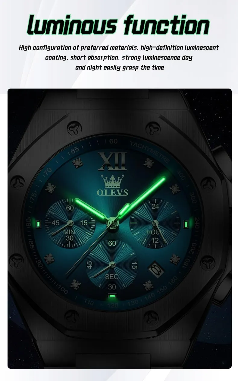 to Read Analog Watch Waterproof Luminous Casual Luxury Men Watch OLEVS Watches for tenfold intoxication inception wasteful Men Stainless Steel Business Dress Large Easy 