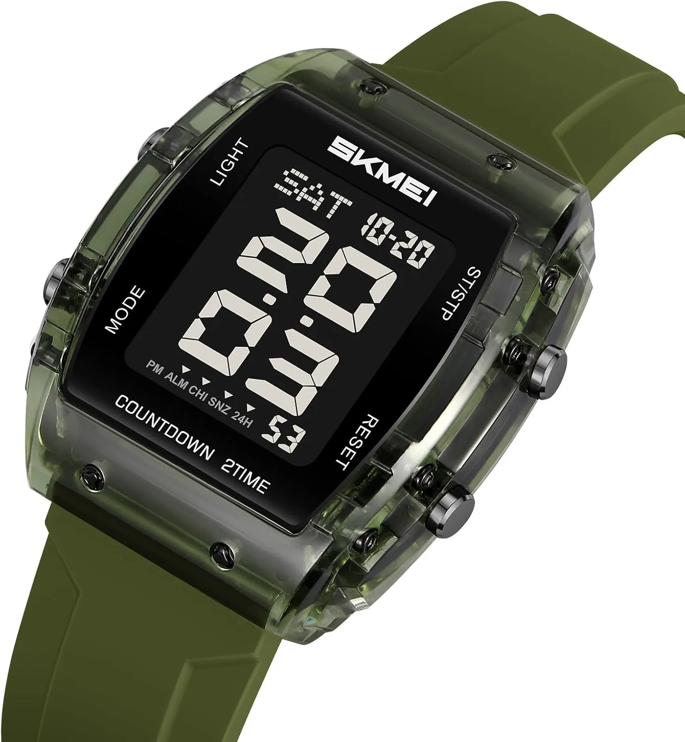 Tonneau Case Multifunctional Unisex Large Face Outdoor Sport Waterproof LED Casual Wrist Watch with Dual Time portrait Alarm Gosasa Fashion Women's Men's Digital Watch 