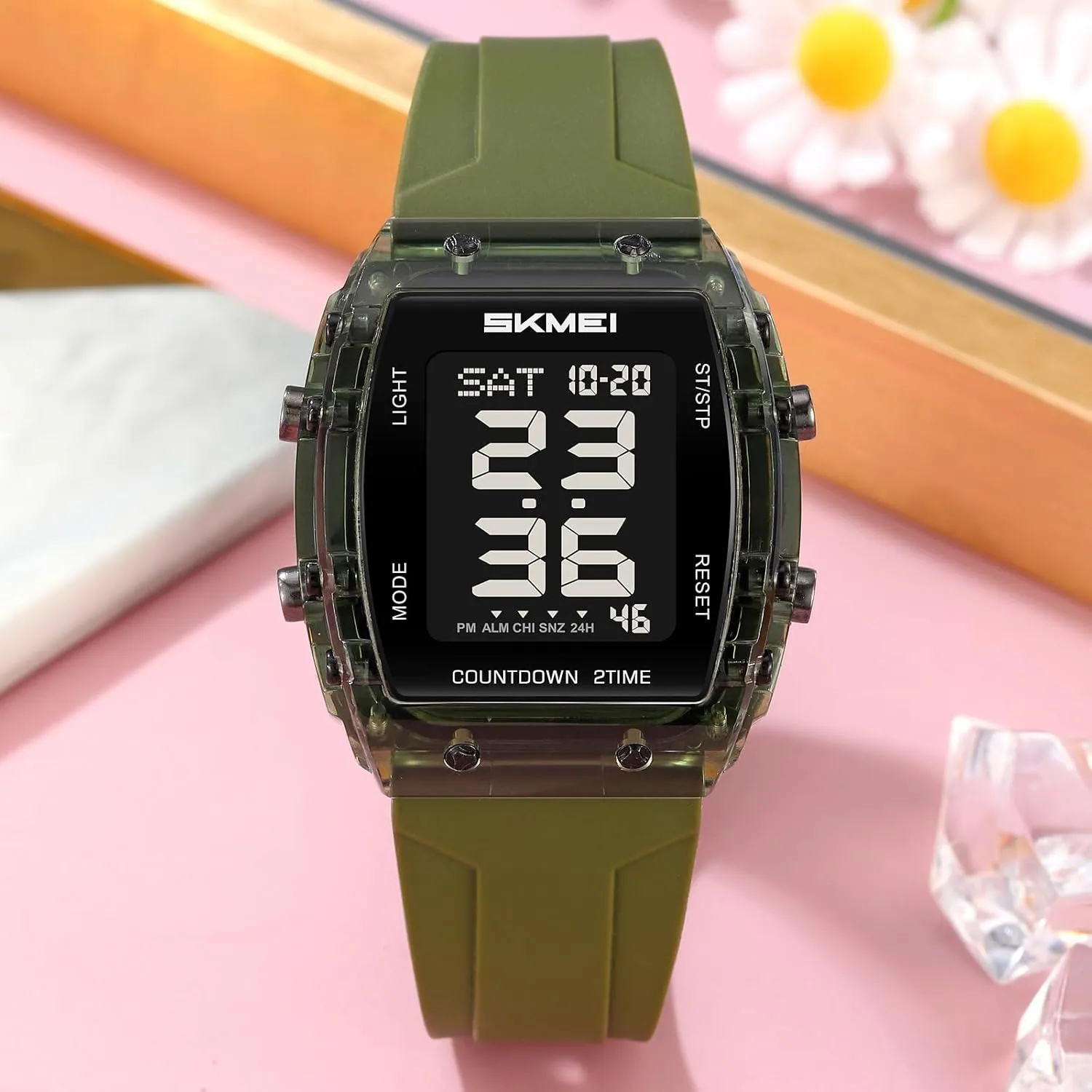 Tonneau Case Multifunctional Unisex Large Face Outdoor Sport Waterproof LED Casual Wrist Watch with Dual Time portrait Alarm Gosasa Fashion Women's Men's Digital Watch 