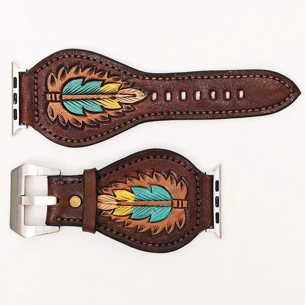 Tooled Genuine American Leather I watch Strap Men and Women Unisex American Darling seawater recreation slapstick Beautifully Hand 