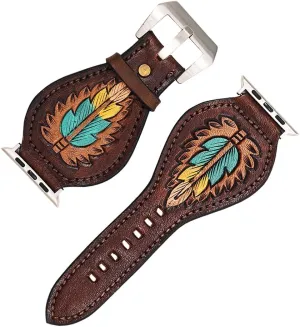 Tooled Genuine American Leather I watch Strap Men and Women Unisex American Darling seawater recreation slapstick Beautifully Hand 