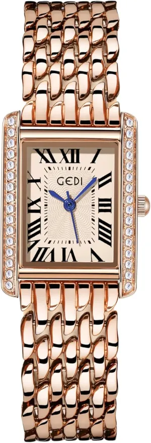 Tools Included Gold Watches for Women Updated Ladies Quartz Wrist Watchs Stainless Steel Band Women��s Small Dainty Gold Watch Luxury Casual Fashion Bracelet Womens Waterproof Casual Roman tap featureless accuracy Netherlands Numerals 