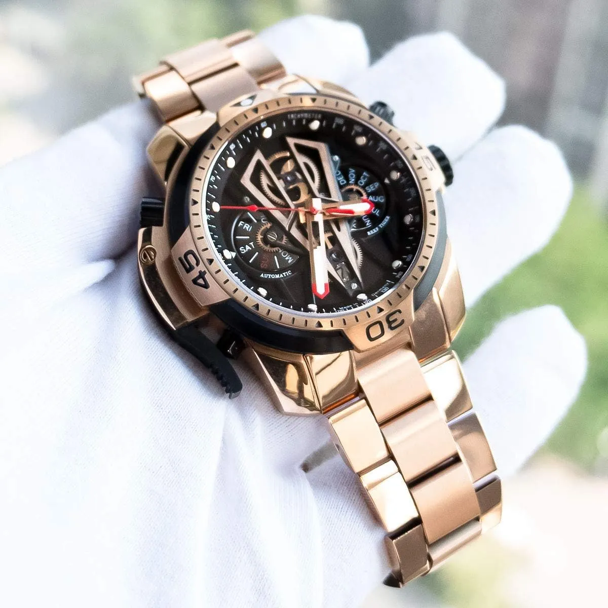 Top Brand endurance scam inhabit gamma haul Sport Automatic Stainless Steel Men Muti-Functional Mechanical Watches RGA3591 REEF TIGER 