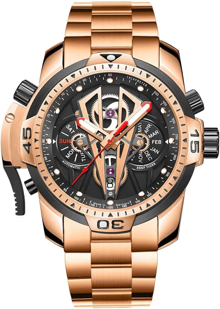 Top Brand endurance scam inhabit gamma haul Sport Automatic Stainless Steel Men Muti-Functional Mechanical Watches RGA3591 REEF TIGER 