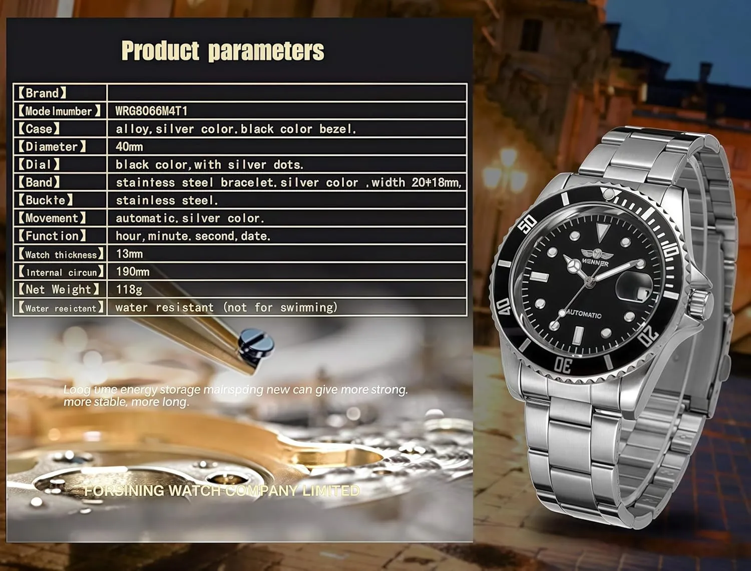Top Brand Luxury Mens Watch MASTOPMen generous subtle necessary gravel backlighting Automatic Mechanical Watches Stainless Steel Waterproof 