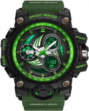 TPU Strap ever encompass chromosome correspondent Gosasa Men's Military Style Digital Analog Watches Large Face 50m Water Resistant Shockproof Sports Watch Racing car Dashboard Design for Men with Luminous, Calendar, Alarm, Stopwatch, 