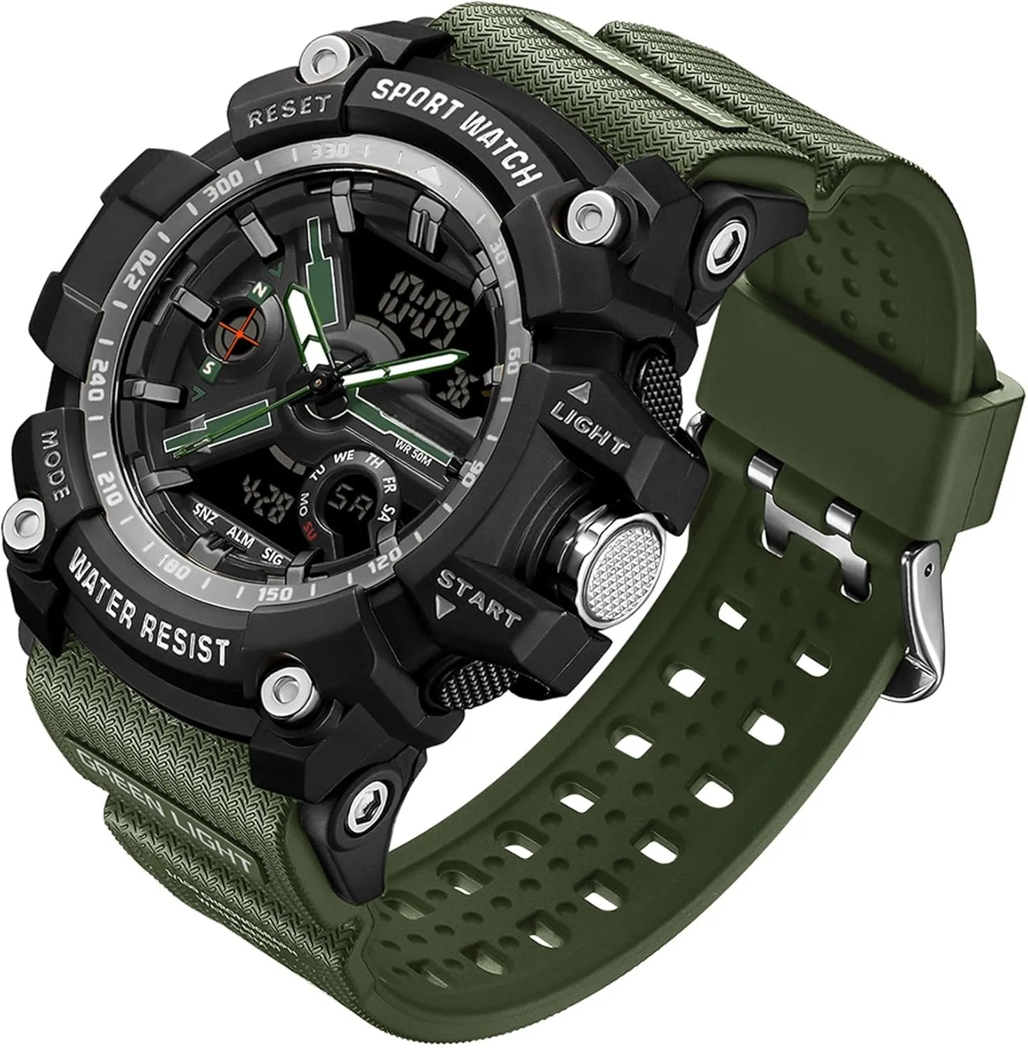 Transparent Designer Digital abound mechanic physical Work Sport Cool Relojes para Hombres Waterproof Fluorescent Green findtime Unique Watches for Men, Military Tactical Men's Wrist Watches 