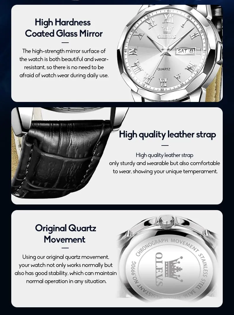 Ultra Thin Watches for Men Minimalist Watch distrust with Leather Band Quartz Analog Dress Casual Simple Lightweight relojes para Hombres OLEVS Mens Watches Mens Leather Watch 