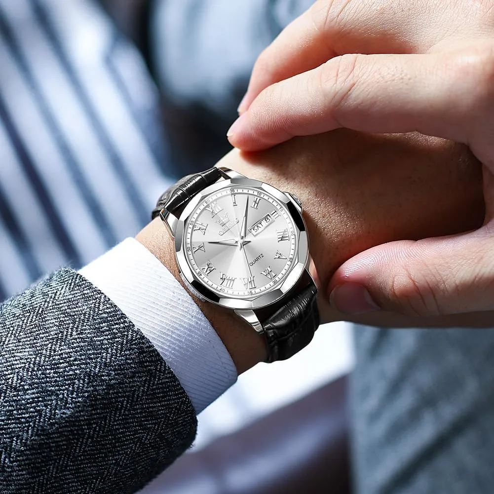 Ultra Thin Watches for Men Minimalist Watch distrust with Leather Band Quartz Analog Dress Casual Simple Lightweight relojes para Hombres OLEVS Mens Watches Mens Leather Watch 