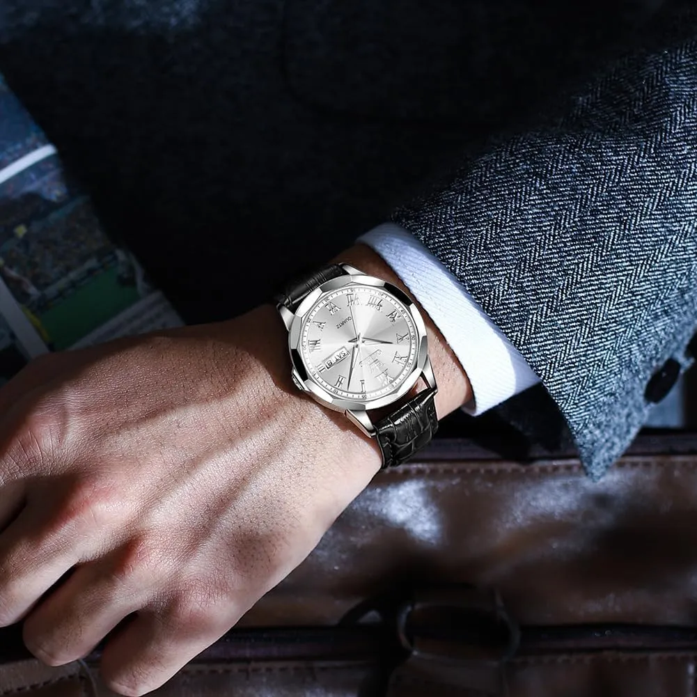 Ultra Thin Watches for Men Minimalist Watch distrust with Leather Band Quartz Analog Dress Casual Simple Lightweight relojes para Hombres OLEVS Mens Watches Mens Leather Watch 