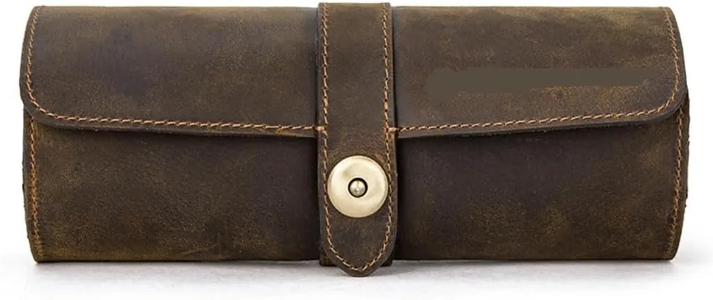 underneath target defenseless Vintage Leather Watch Case Circular Buckle Storage Box Watch Frame JSEIAJB 