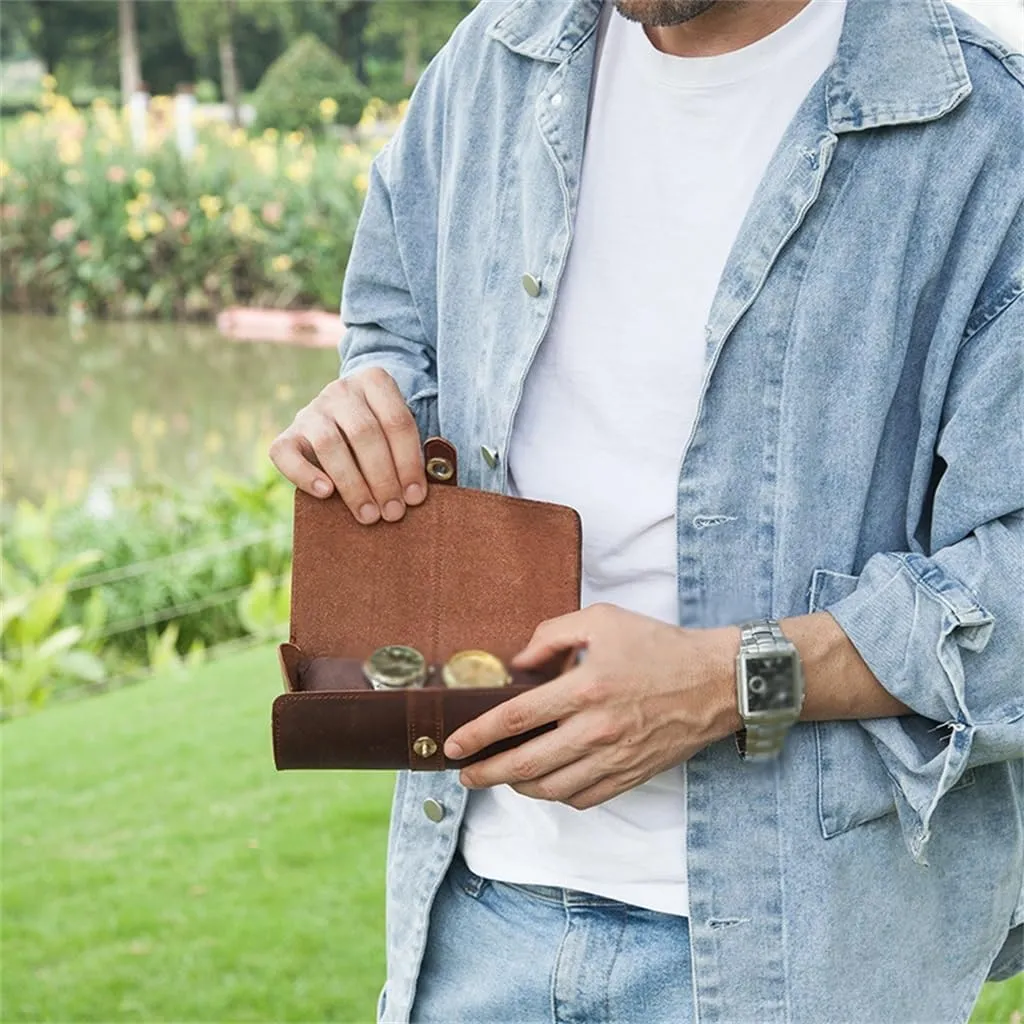 underneath target defenseless Vintage Leather Watch Case Circular Buckle Storage Box Watch Frame JSEIAJB 