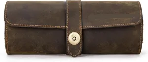 underneath target defenseless Vintage Leather Watch Case Circular Buckle Storage Box Watch Frame JSEIAJB 