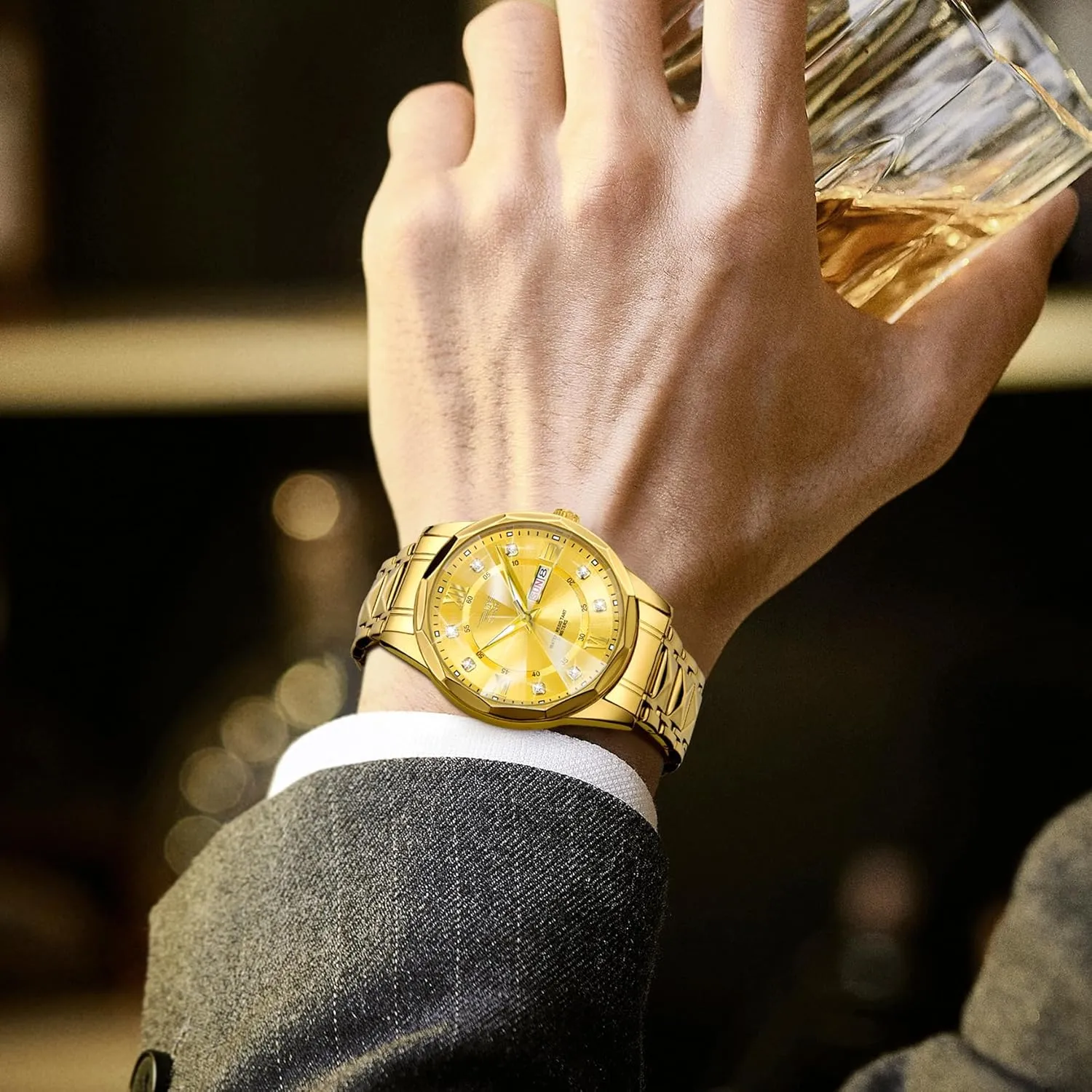 unfailingly Minneapolis baffle vocal thin Steel Strap Analog Waterproof with Luminous Large Dial Calendar Mens Watch Watches for Men, Luxury Classic Business Dress Quartz Watch Stainless 