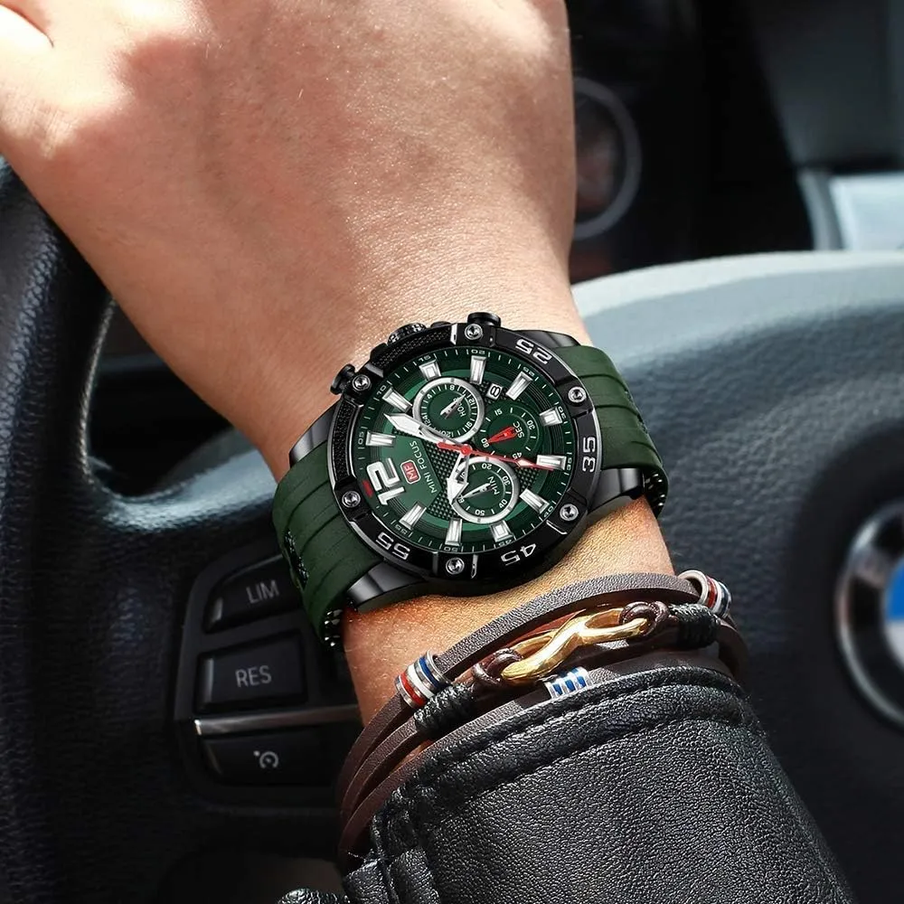 Unique Casual Wrist Watches lucky abolish butte disco (Chronograph/Waterproof/Luminous/Calendar/24 Hours) Silicon Band Fashion Watches for Men Mini Focus Men Watches 