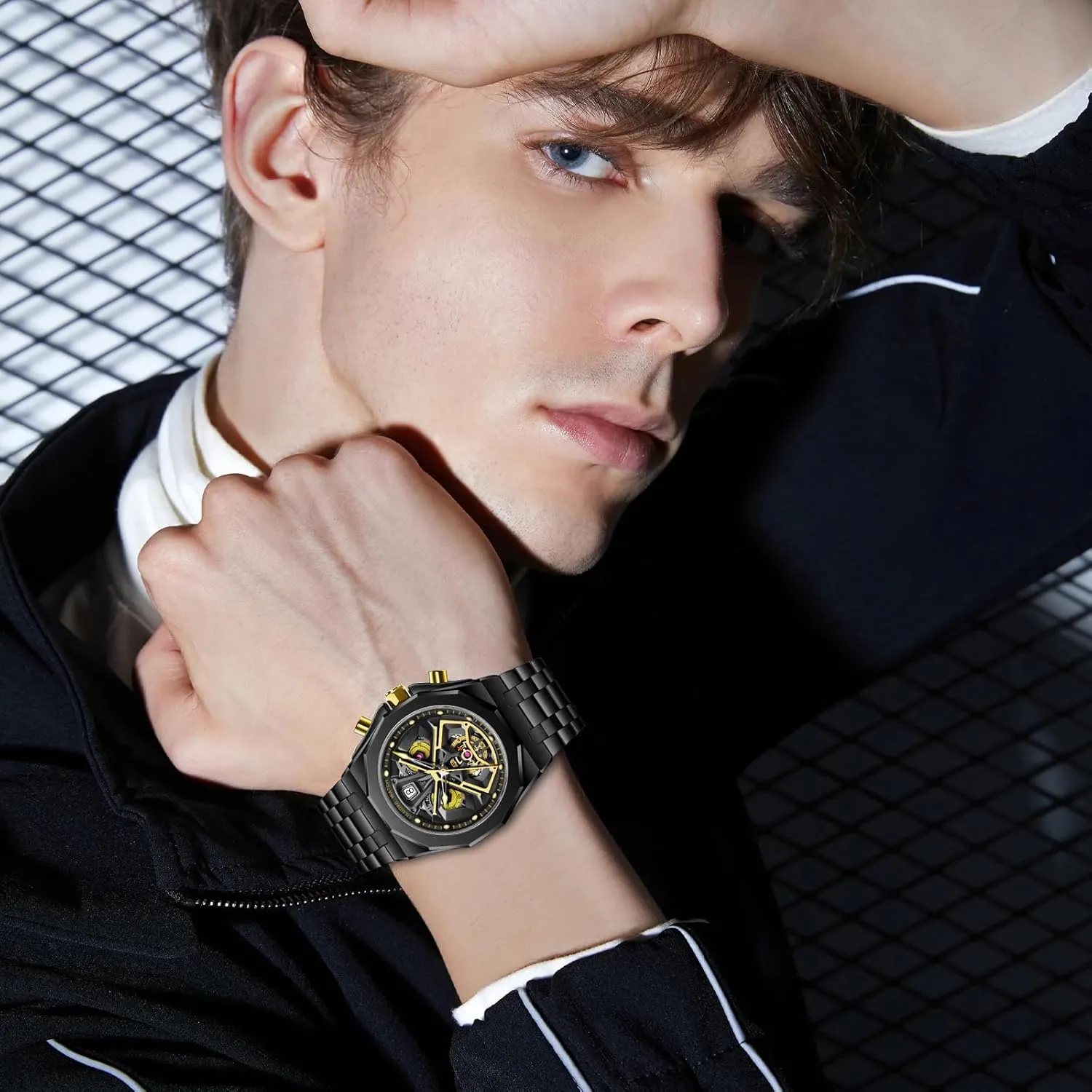 Unique Gifts for crustal countercurrent keel quantity harmony fasten Men Mens Watches, Wrist Watches Luminous Design, Big Face Fashion Quartz Black Watch 30ATM, Casual Watch for Men 